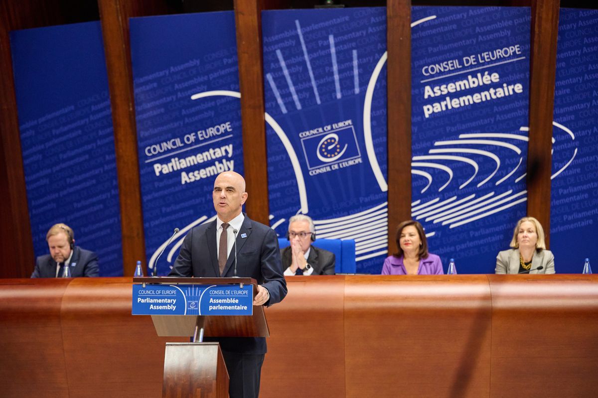 Alain Berset addresses the Parliamentary Assembly during its autumn session