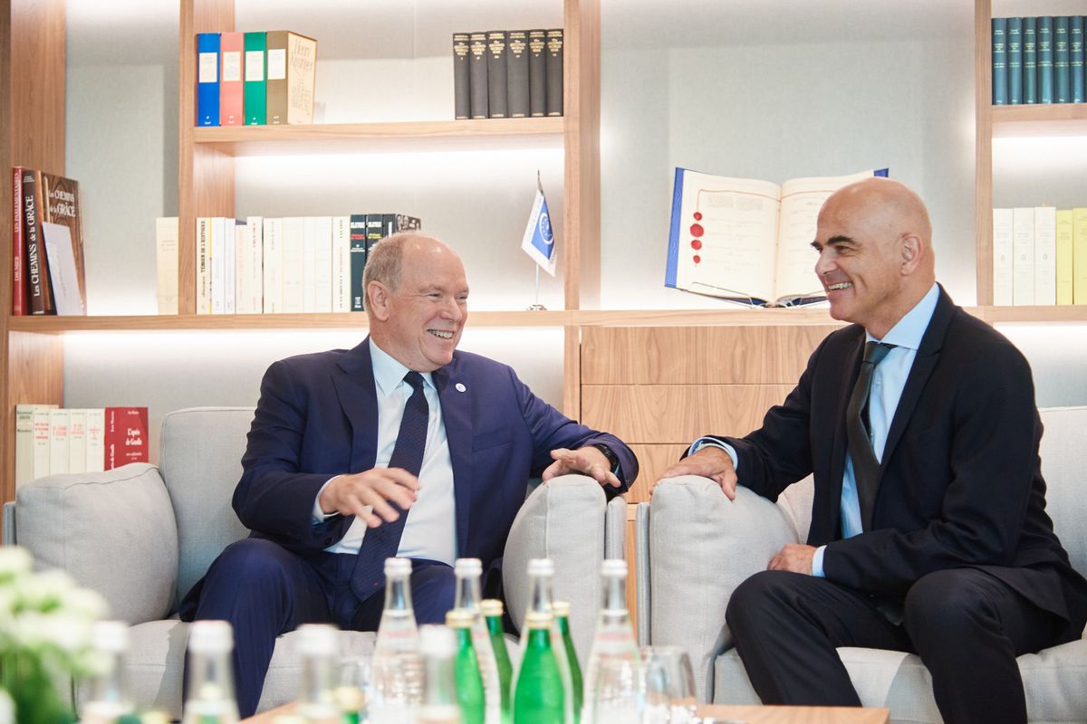 Alain Berset in conversation with Prince Albert II of Monaco