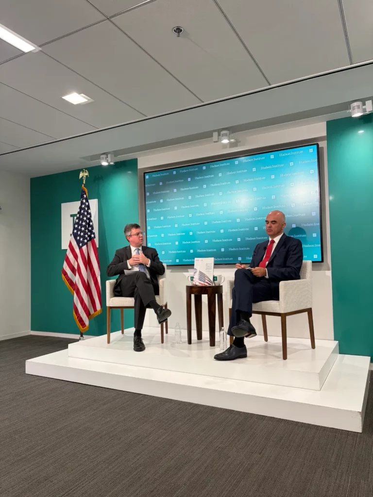 Alain Berset in conversation on stage at the Hudson Institute in Washington