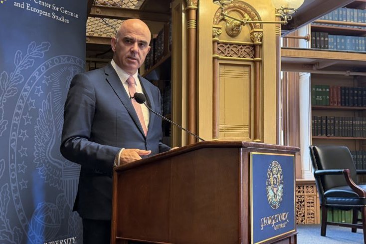Alain Berset speaks at Georgetown University, the oldest Catholic institution of higher learning in the United States, Washington, D.C., 24